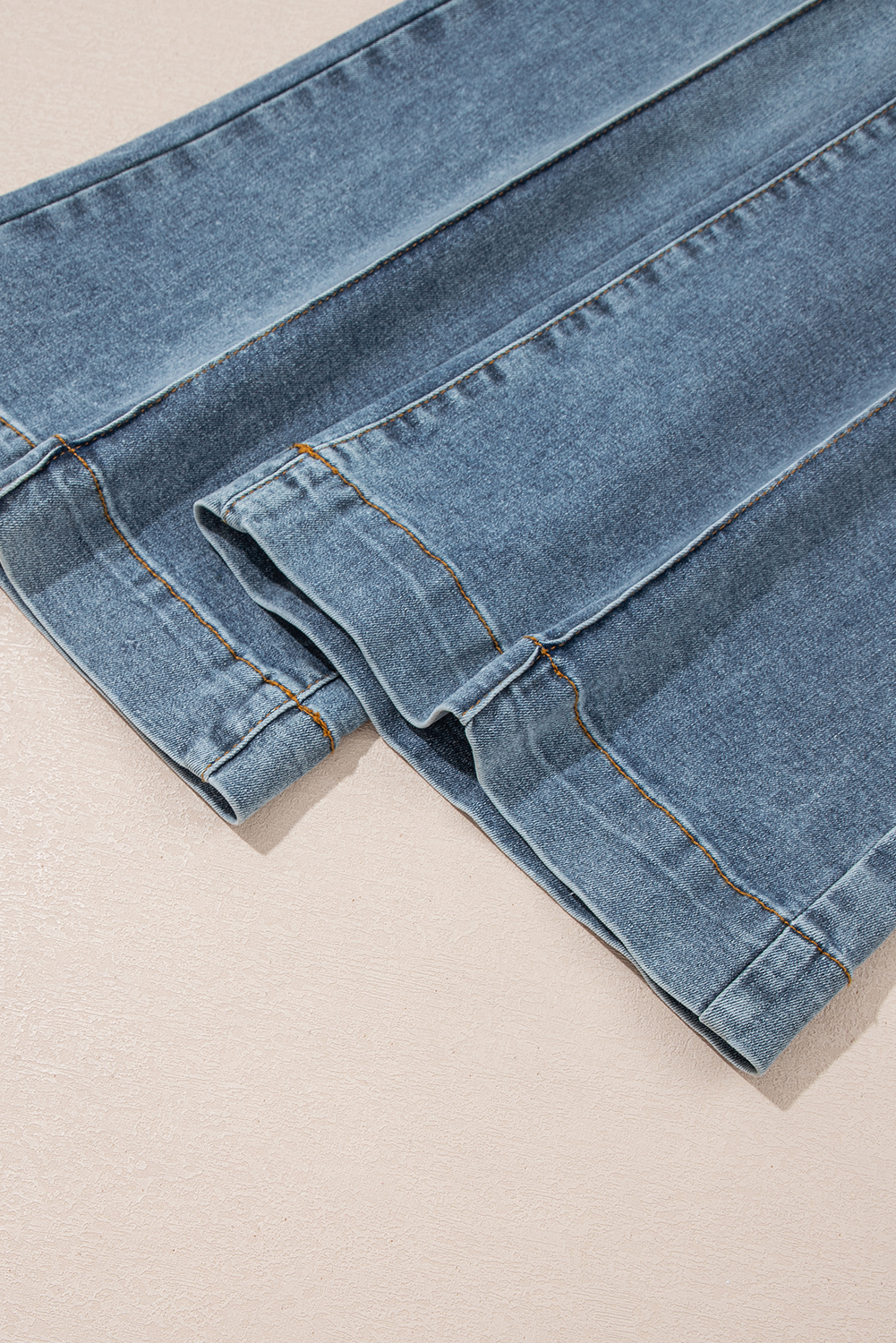 Dusk Blue 2 Button High Waist Piping Trim Bootcut Jeans - loveforevers