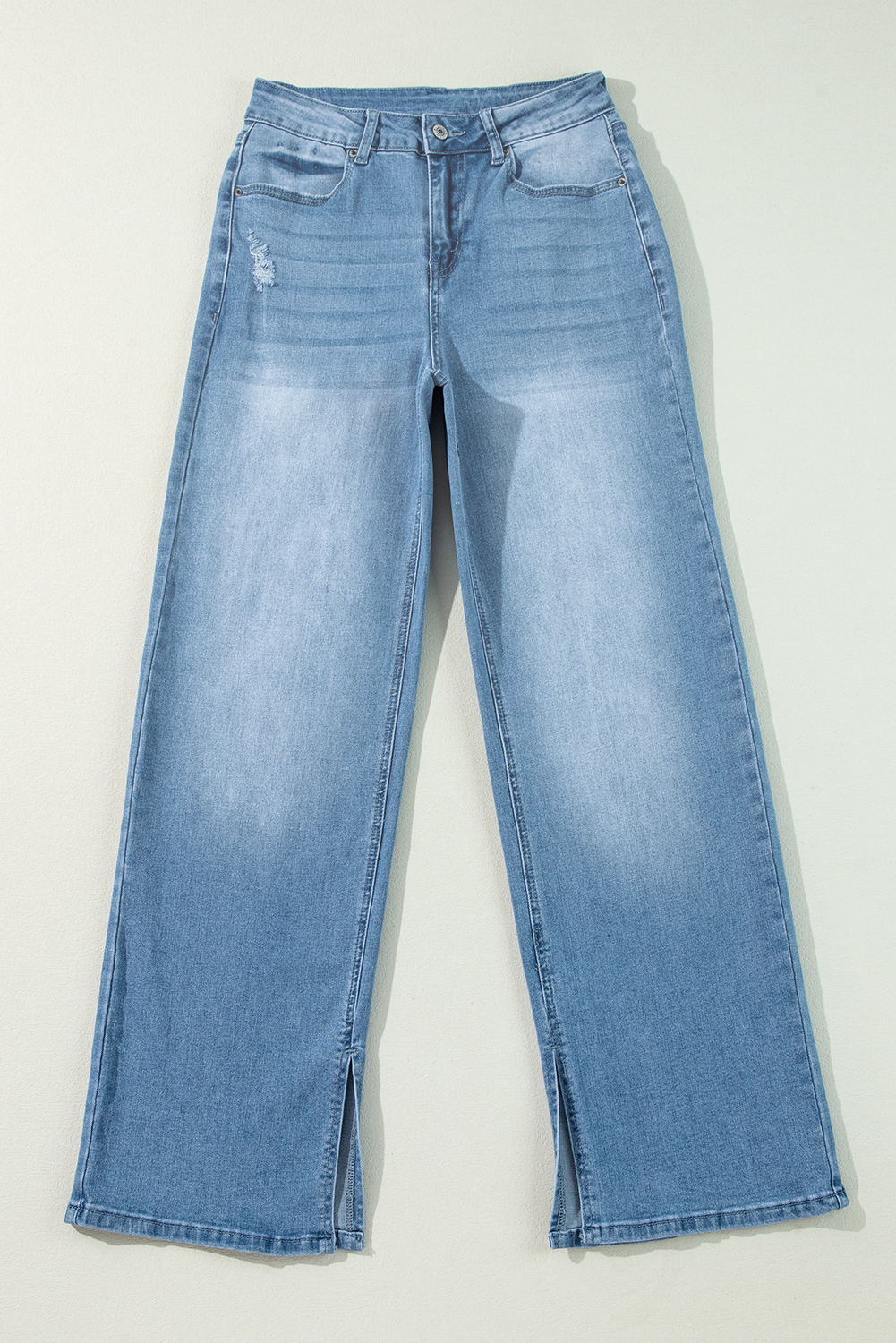 Myosotis High Rise Shift Slit Leg Straight Jeans - loveforevers
