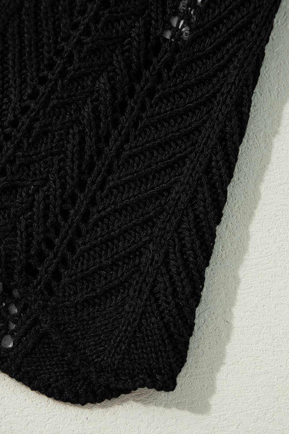 Black Crochet Hollow Out Open Front Cardigan - loveforevers