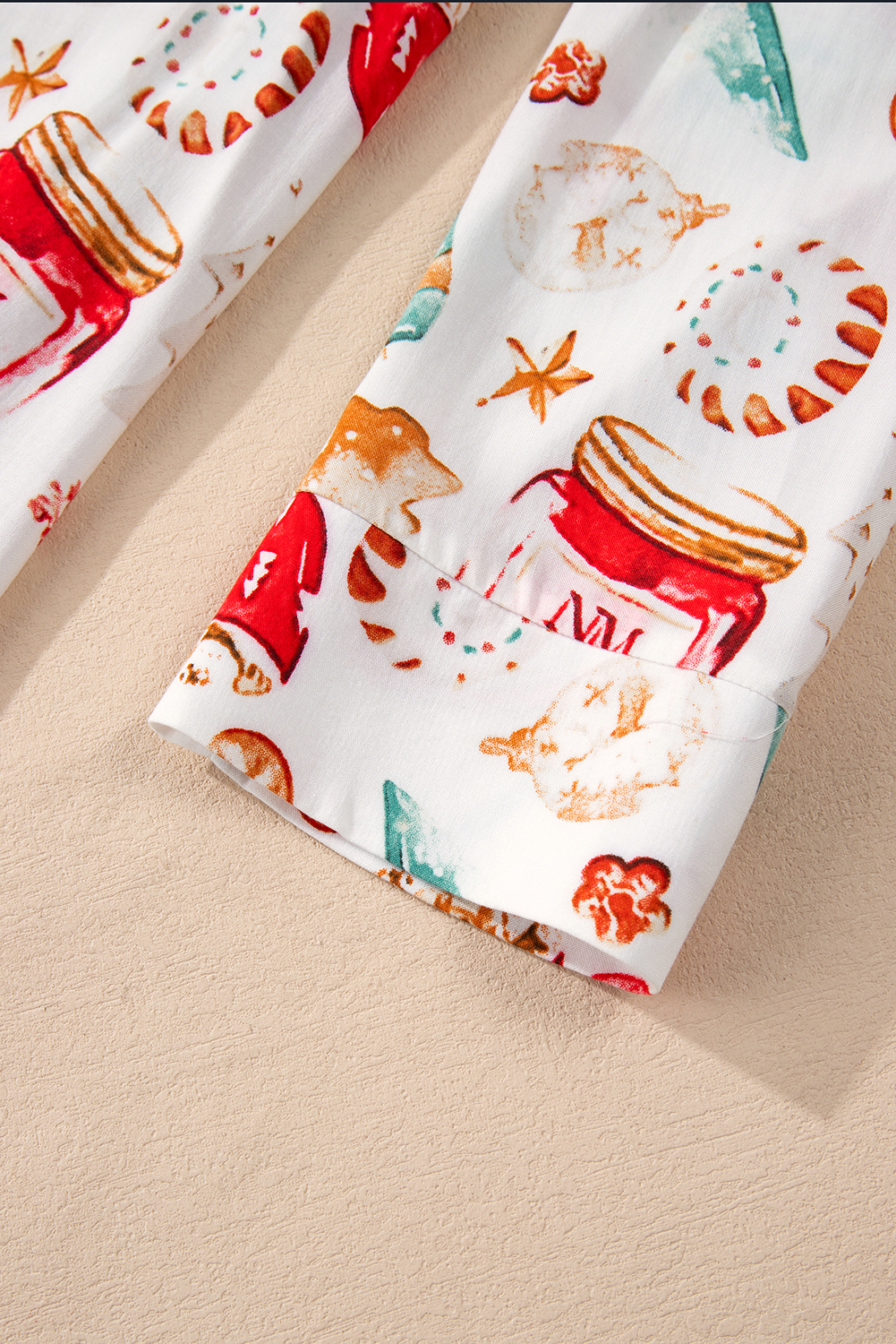 White Christmas Pattern Long Sleeve Shirt and Pants Pajama Set - loveforevers