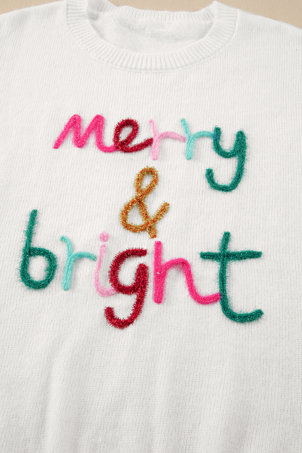 White Merry & Bright Round Neck Casual Sweater - loveforevers