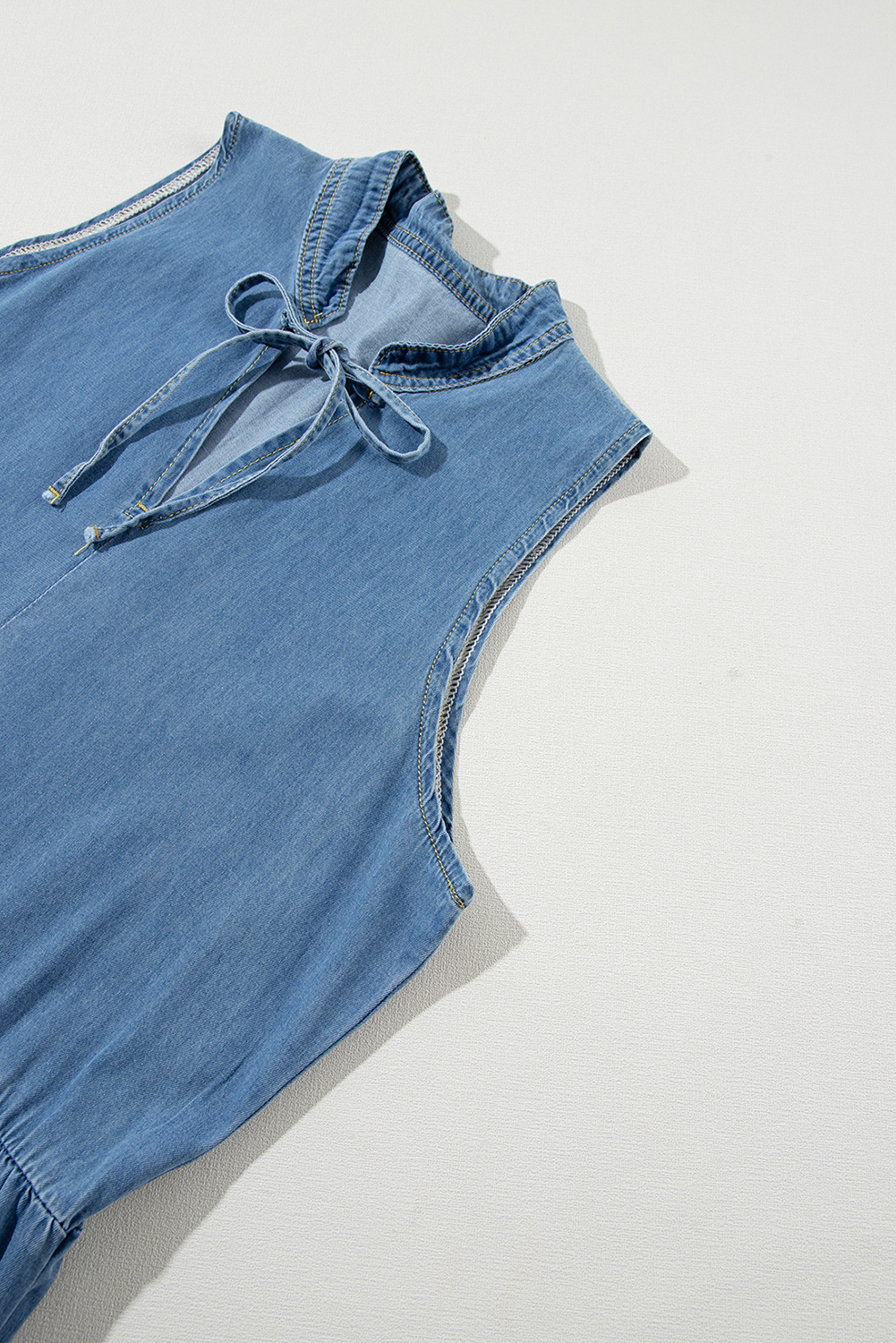 Blue Sleeveless Tiered Chambray Maxi Dress - loveforevers
