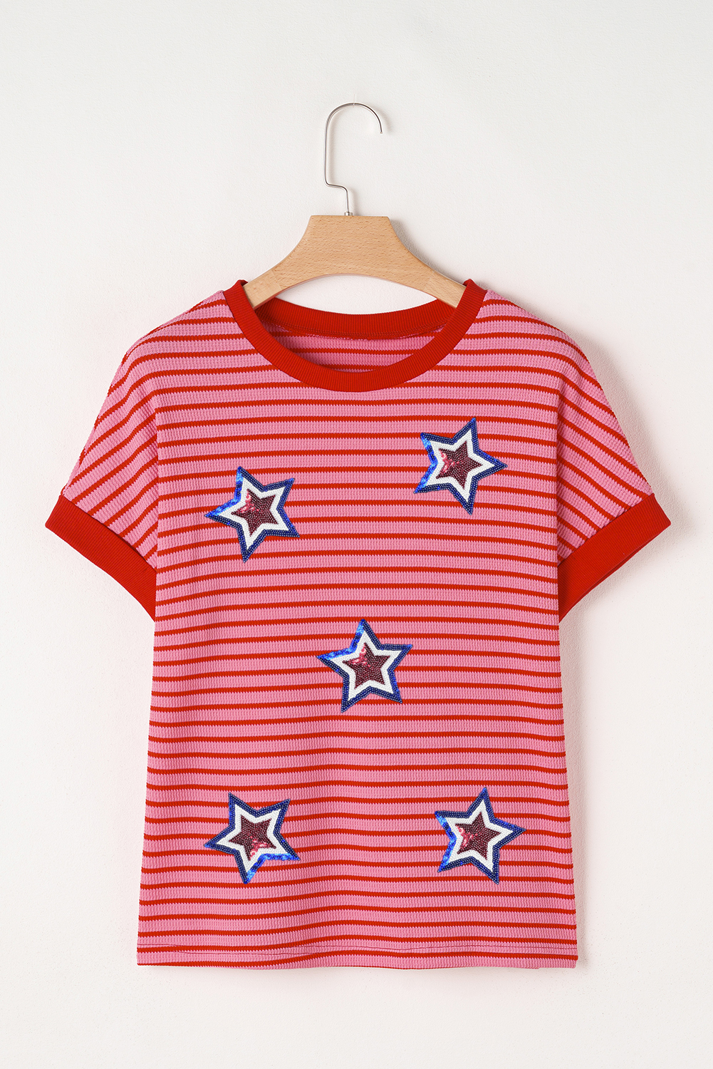 Pink Stripe Knitted Round Neck T Shirt - loveforevers