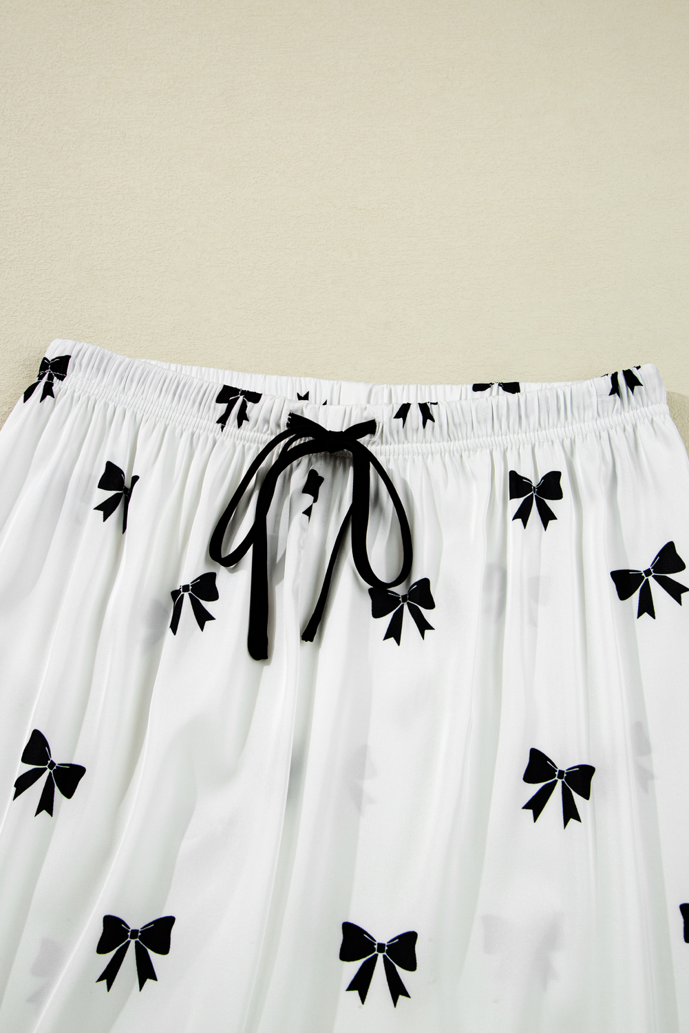 White Bows Print Two Piece Sleepwear - loveforevers
