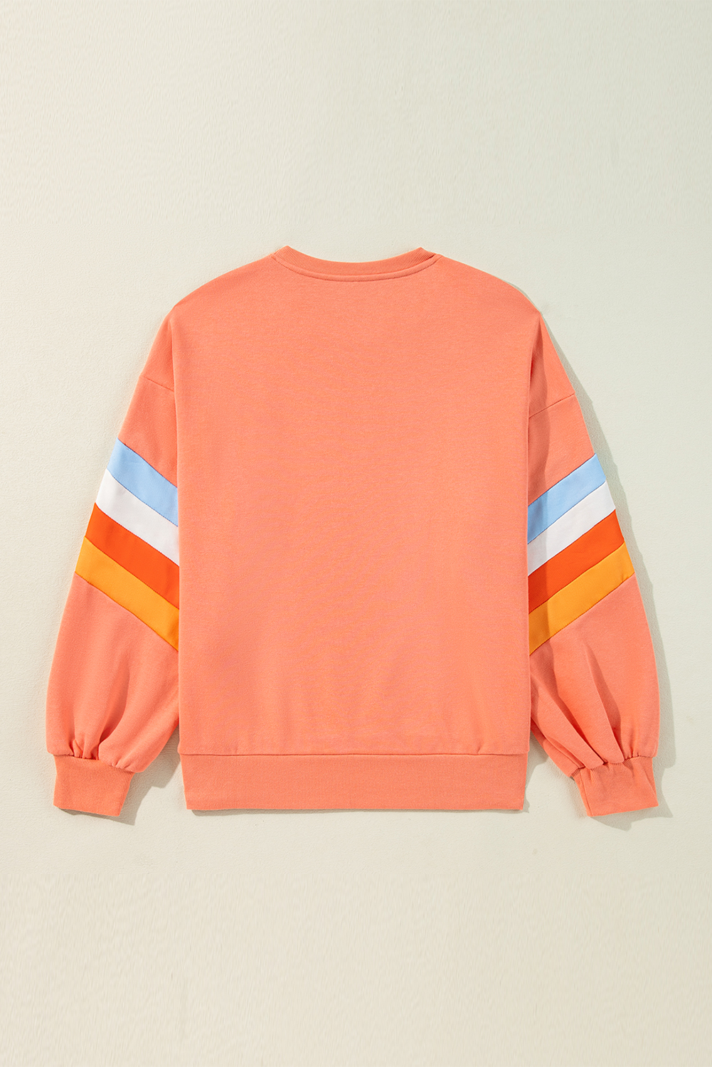 Moonlight Jade Rainbow Striped Sleeve Crew Neck Loose Sweatshirt - loveforevers
