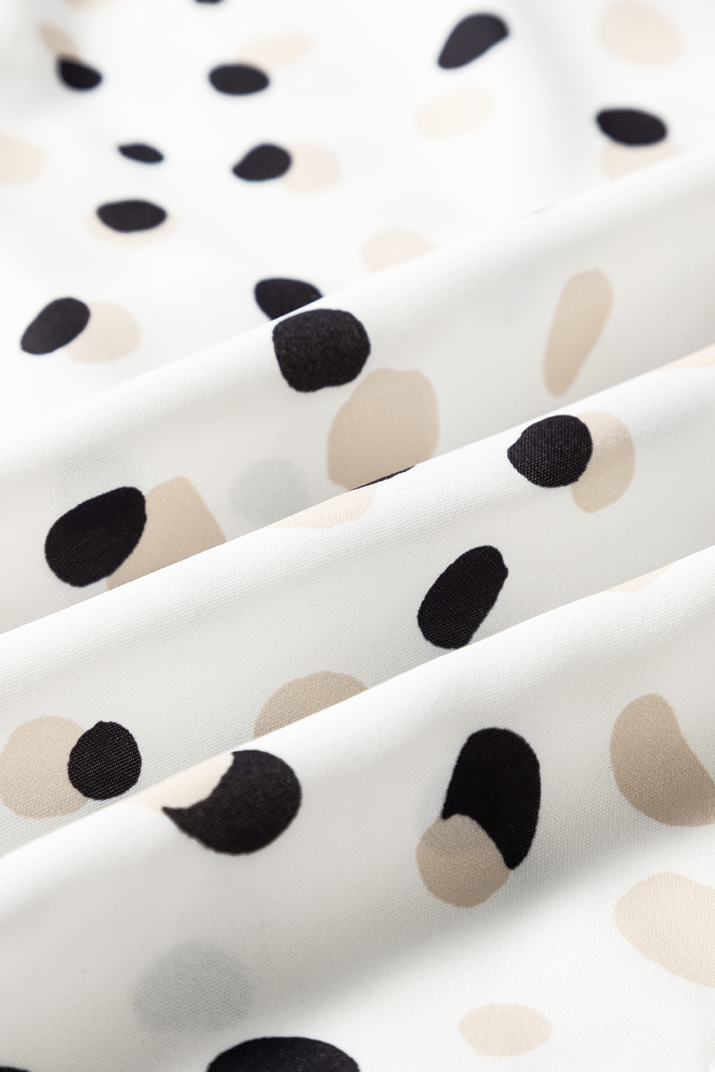 Green Polka Dot Print Button Front V Neck Blouse - loveforevers