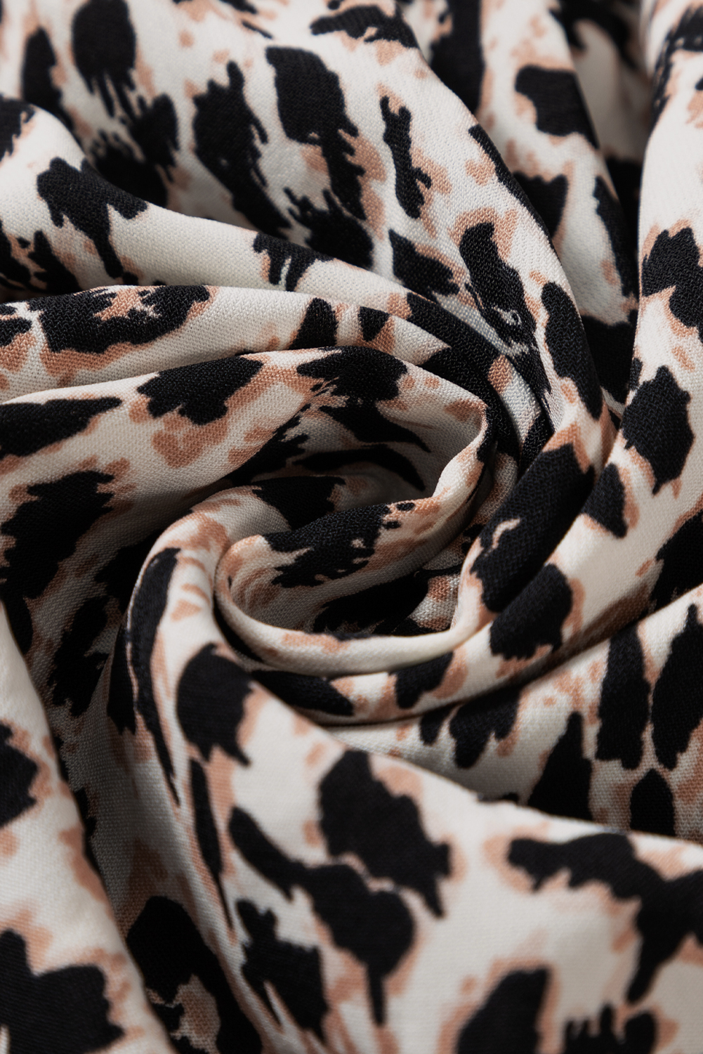 Apricot Leopard Print Tiered Wide Sleeve Maxi Dress - loveforevers