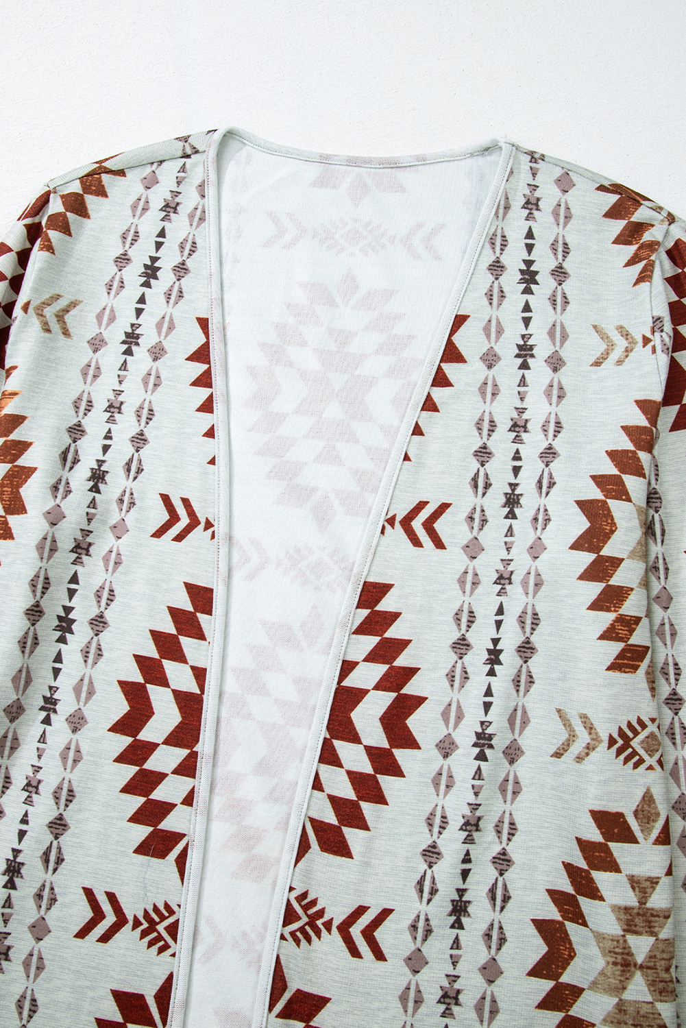 Brown Western Aztec Printed Open Front Long Cardigan - loveforevers