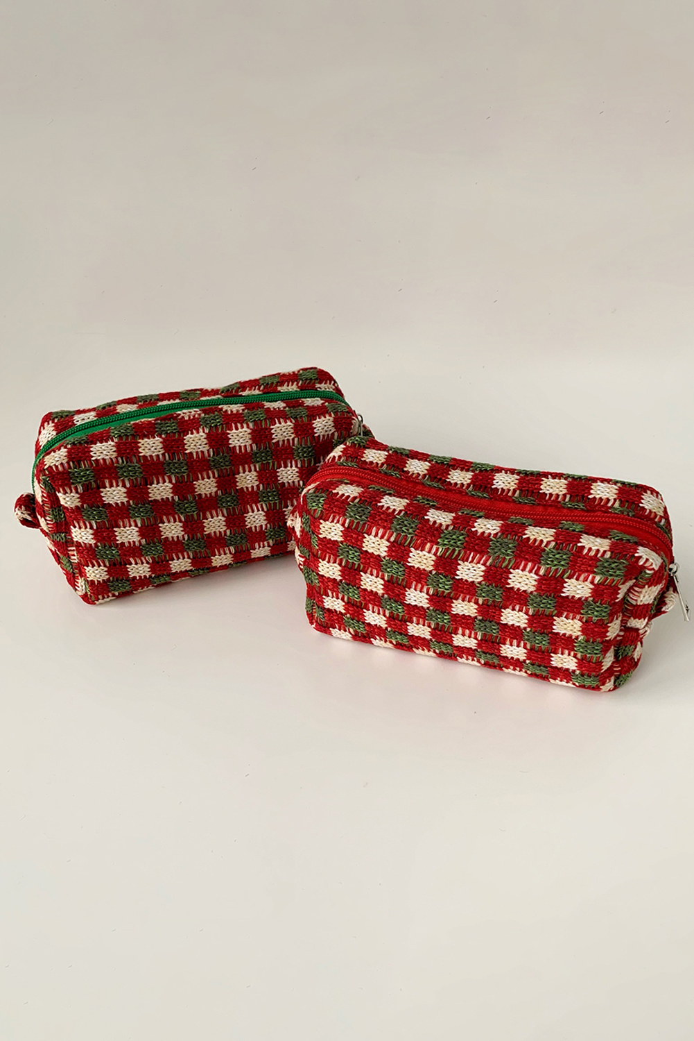 Racing Red Christmas Style Crochet Zipper Square Makeup Bag - loveforevers