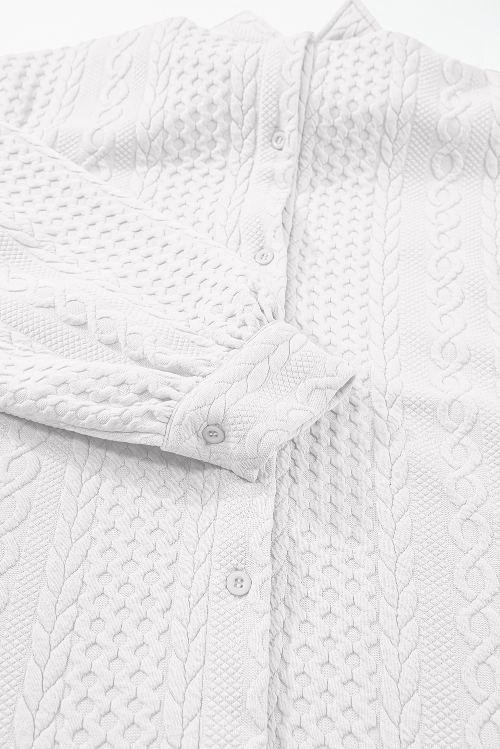 Sepia Rose Cable Texture Puff Sleeve Loose Shacket - loveforevers