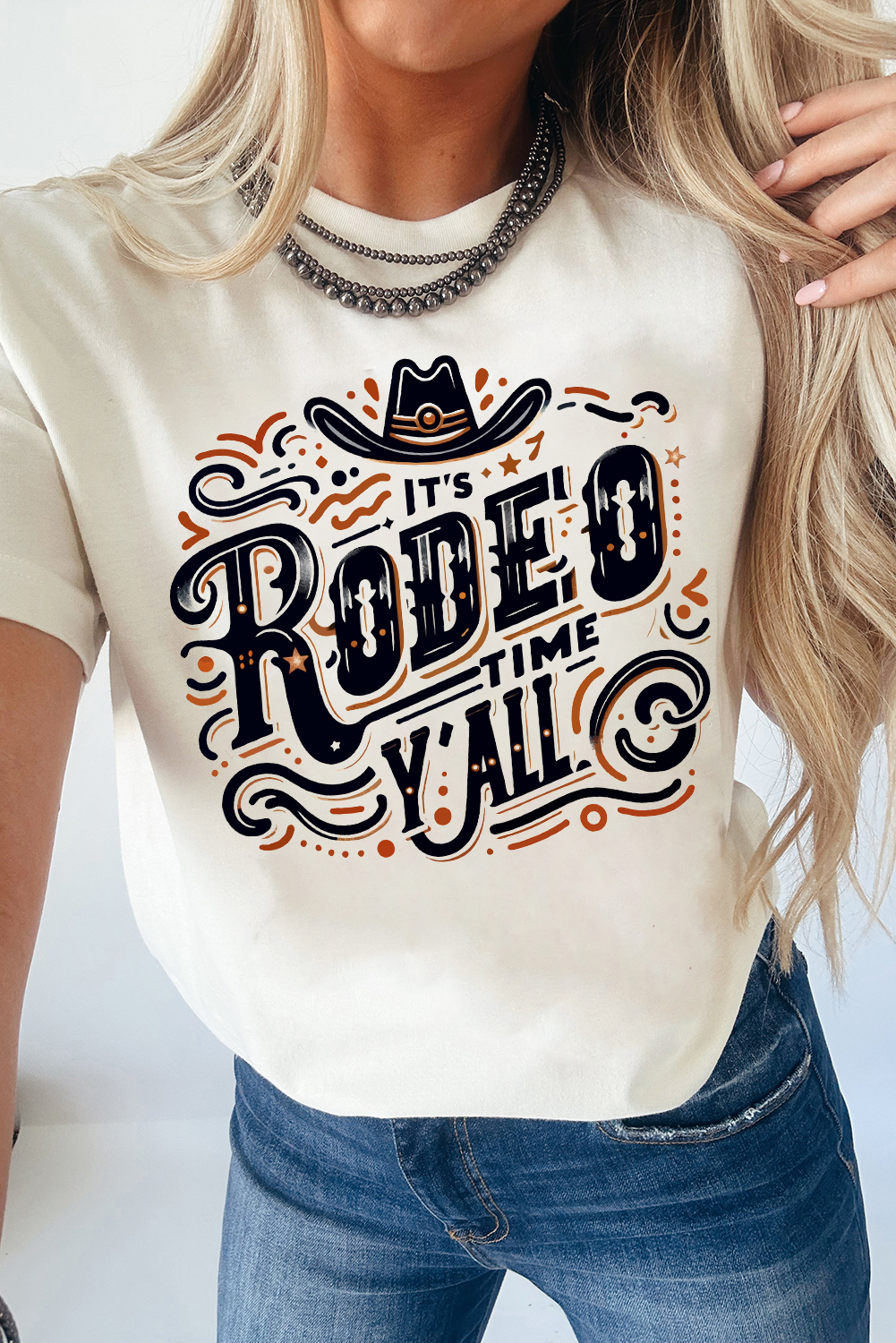 White ITS RODEO TIME YALL Western Graphic T Shirt - loveforevers