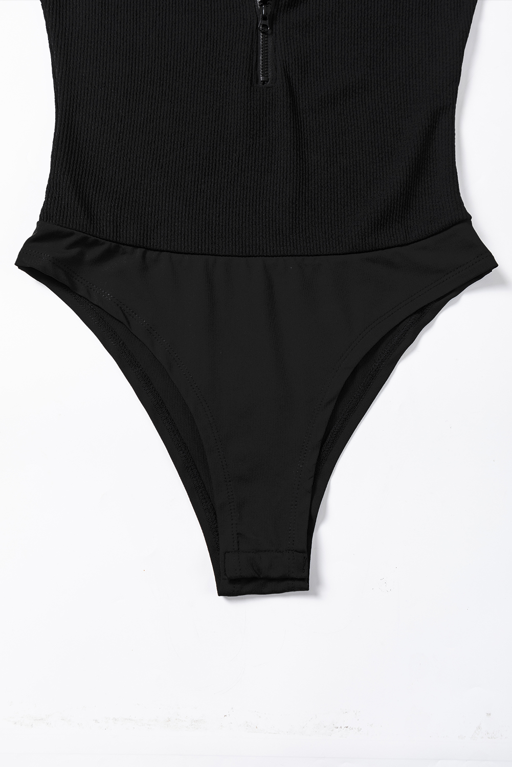Black Zip up Mock Neck Ribbed Sleeveless Bodysuit - loveforevers