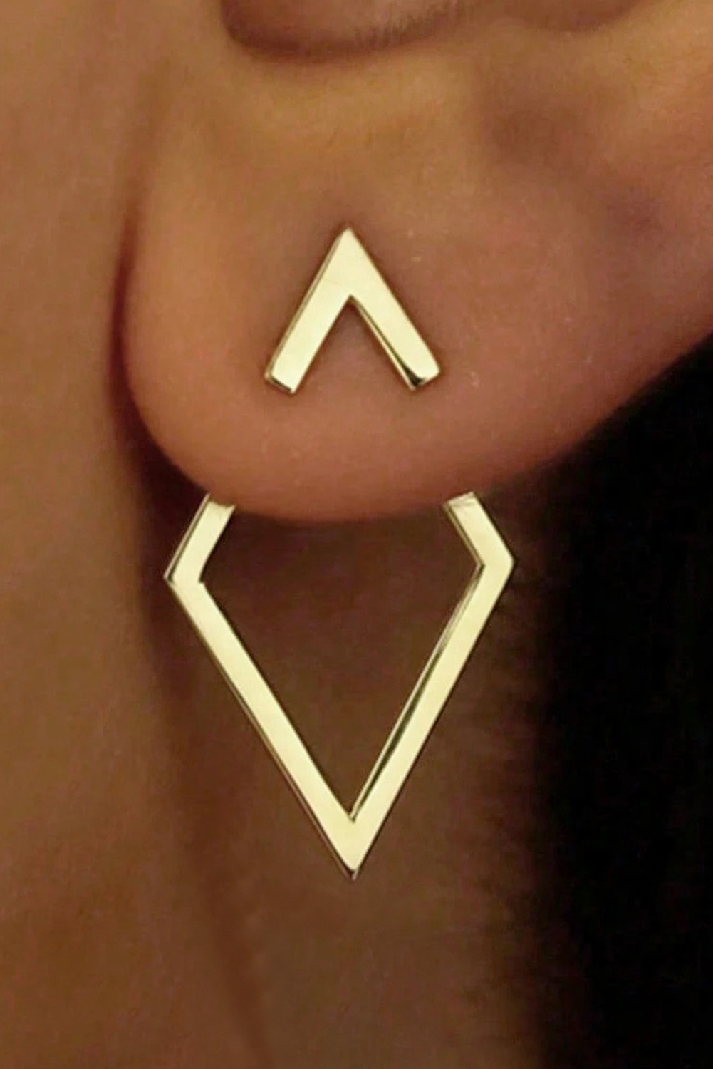 Gold Rhombus Shape Plated Alloy Stud Earrings - loveforevers