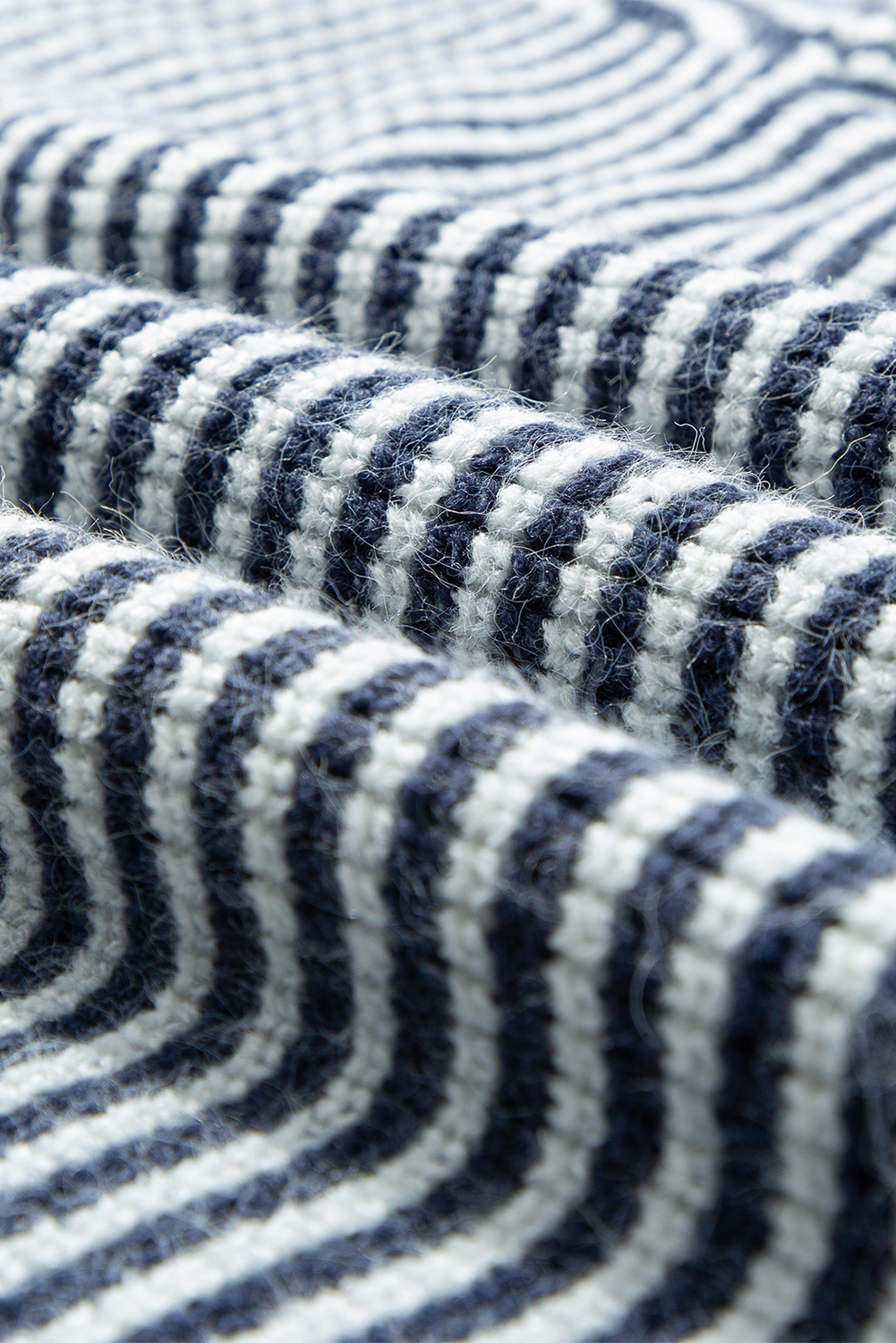 Sail Blue Striped Lantern Sleeve Drop Shoulder Cozy Sweater - loveforevers