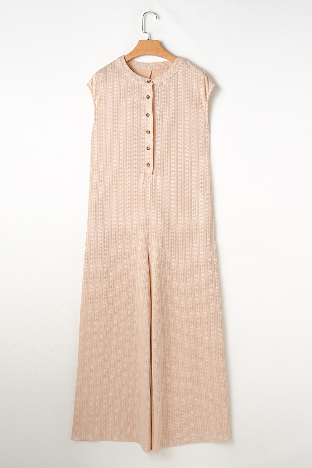 Smoke Gray Textured Buttoned Wide Leg Sleeveless Jumpsuit - loveforevers