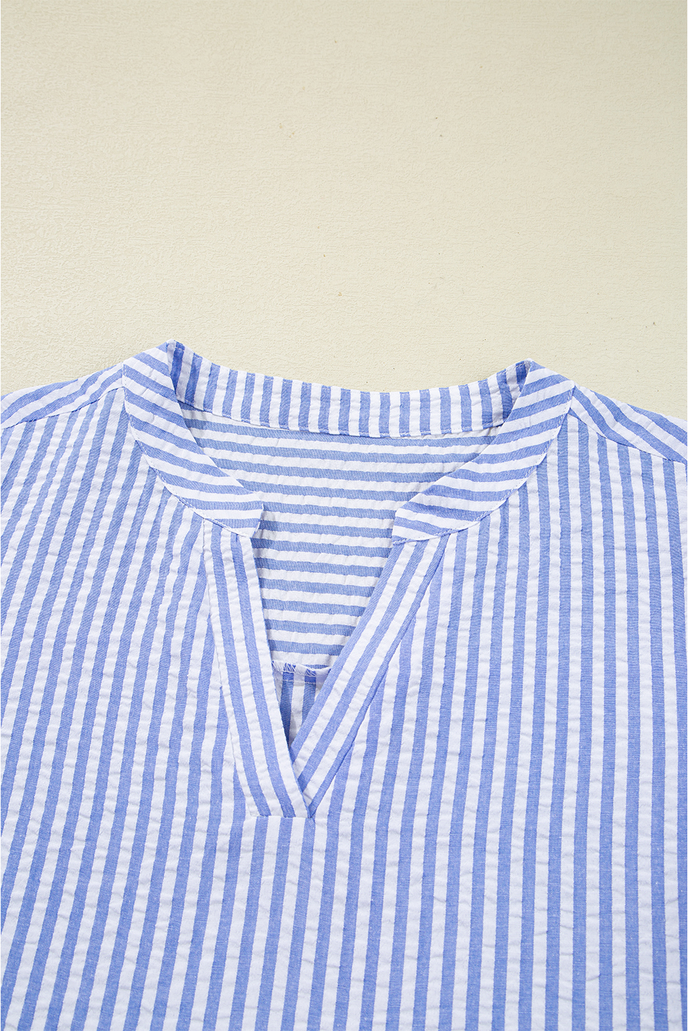 Sky Blue Stripe Bracelet Sleeve Tiered Shift Dress with Pockets - loveforevers