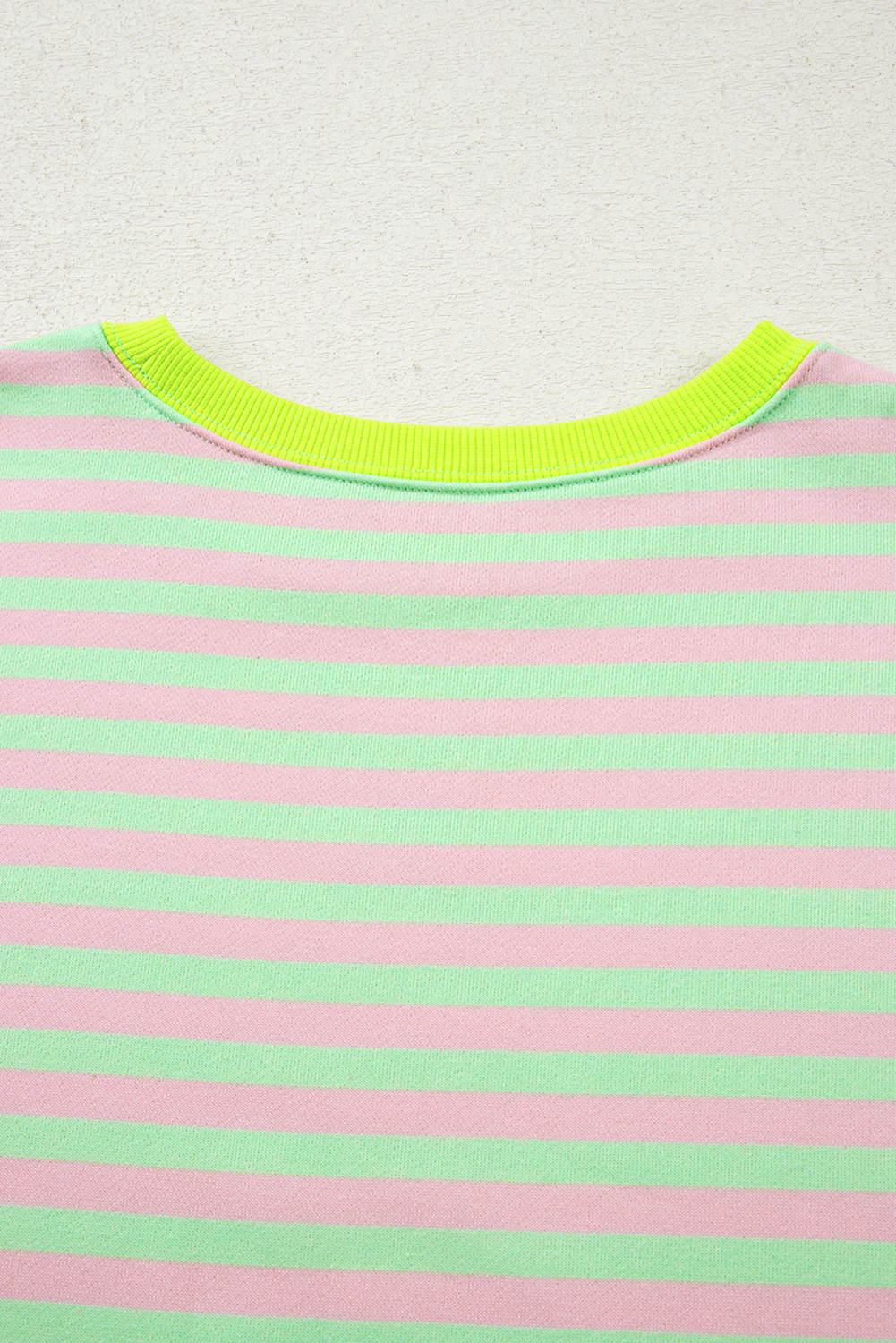 Red Stripe Contrast Ribbed Trim Crossed Stitch Drop Shoulder Sweatshirt - loveforevers