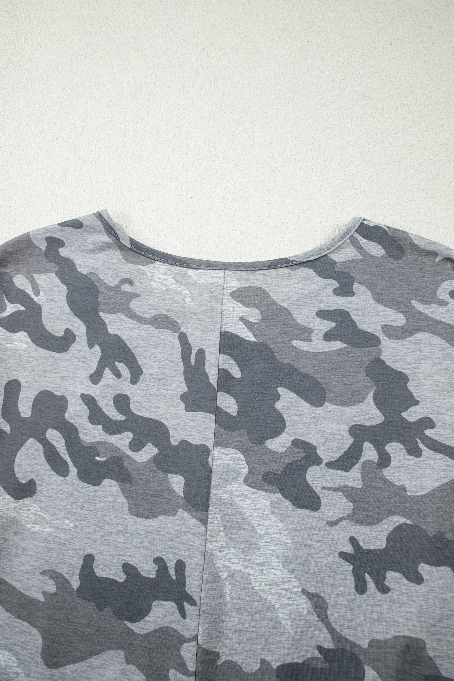 Gray Camouflage Print Round Neck T Shirt - loveforevers
