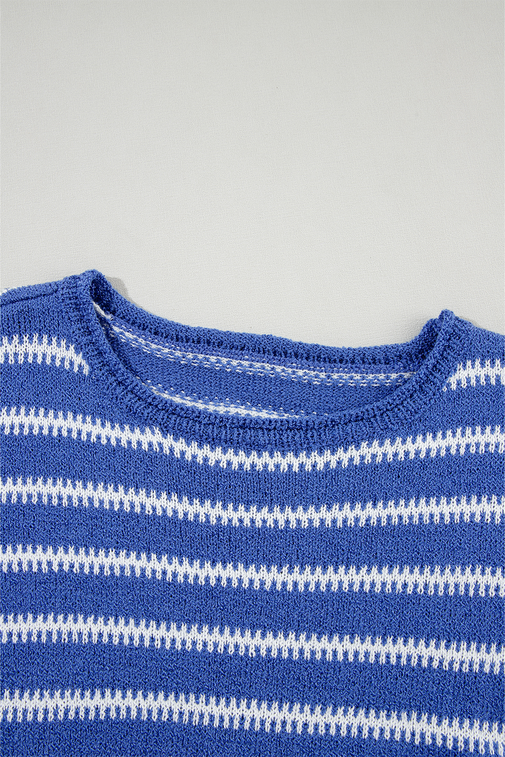 Sky Blue Stripe Drop Shoulder Casual Sweater - loveforevers