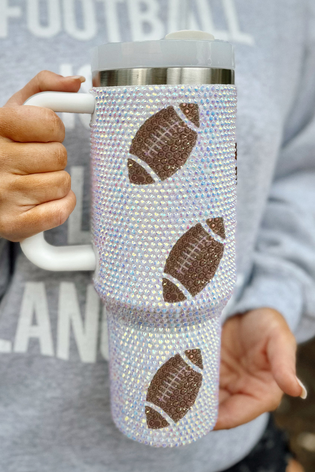 White Game Day Rugby Football 40oz Tumbler - loveforevers