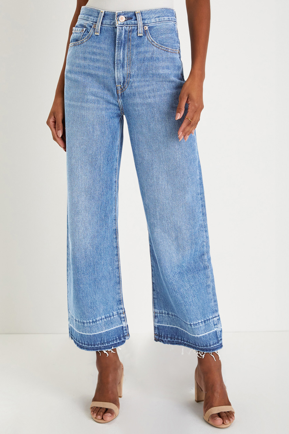 Gray Raw Hem Straight Leg Loose High Waist Jeans - loveforevers