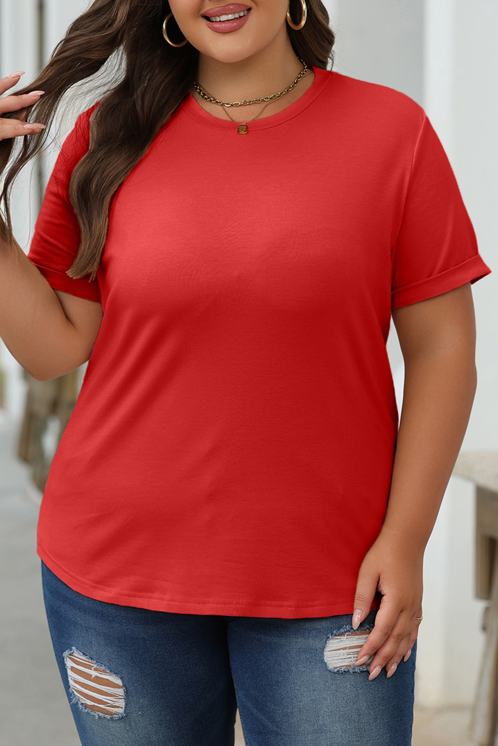 Khaki Casual Plain Crew Neck Tee - loveforevers