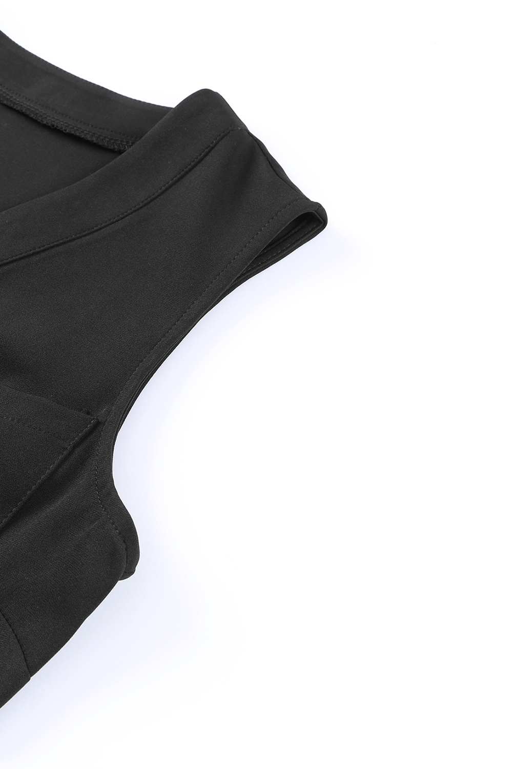 Black Buttoned Sleeveless Cropped Jumpsuit with Sash - loveforevers