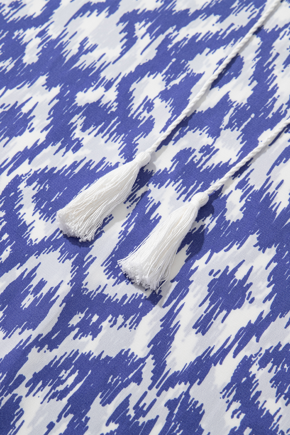 Sky Blue Geometric Print V Neck Casual Long Dress - loveforevers