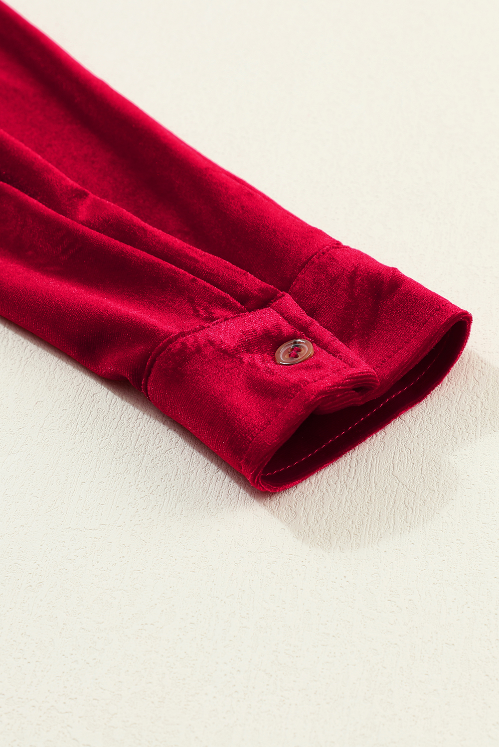 Fiery Red Long Sleeve Ruffle Velvet Button Up Dress - loveforevers