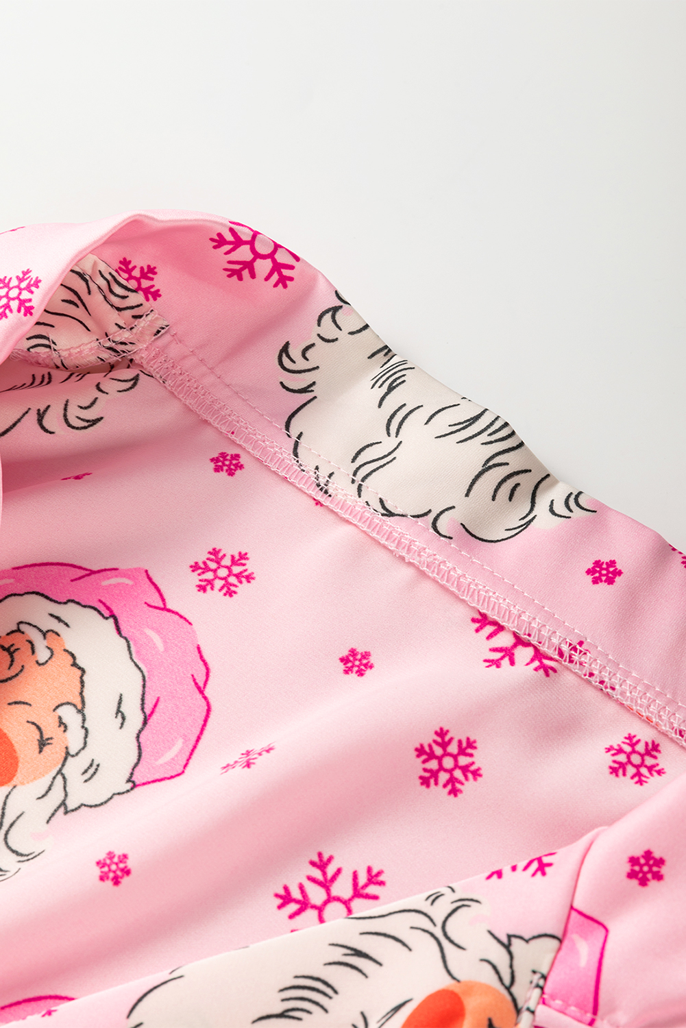 Pink Santa Claus Snowflake Long Sleeve Shirt Christmas Pajama Set - loveforevers