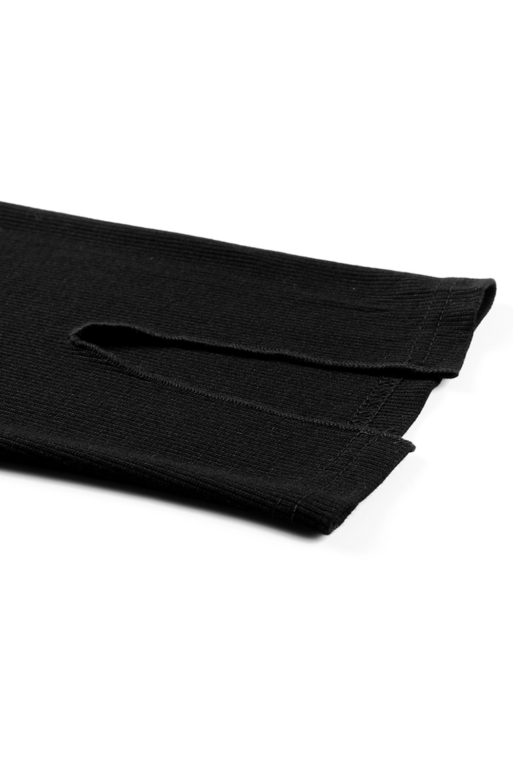 Black Rib Knit High Waist Slit Leggings - loveforevers