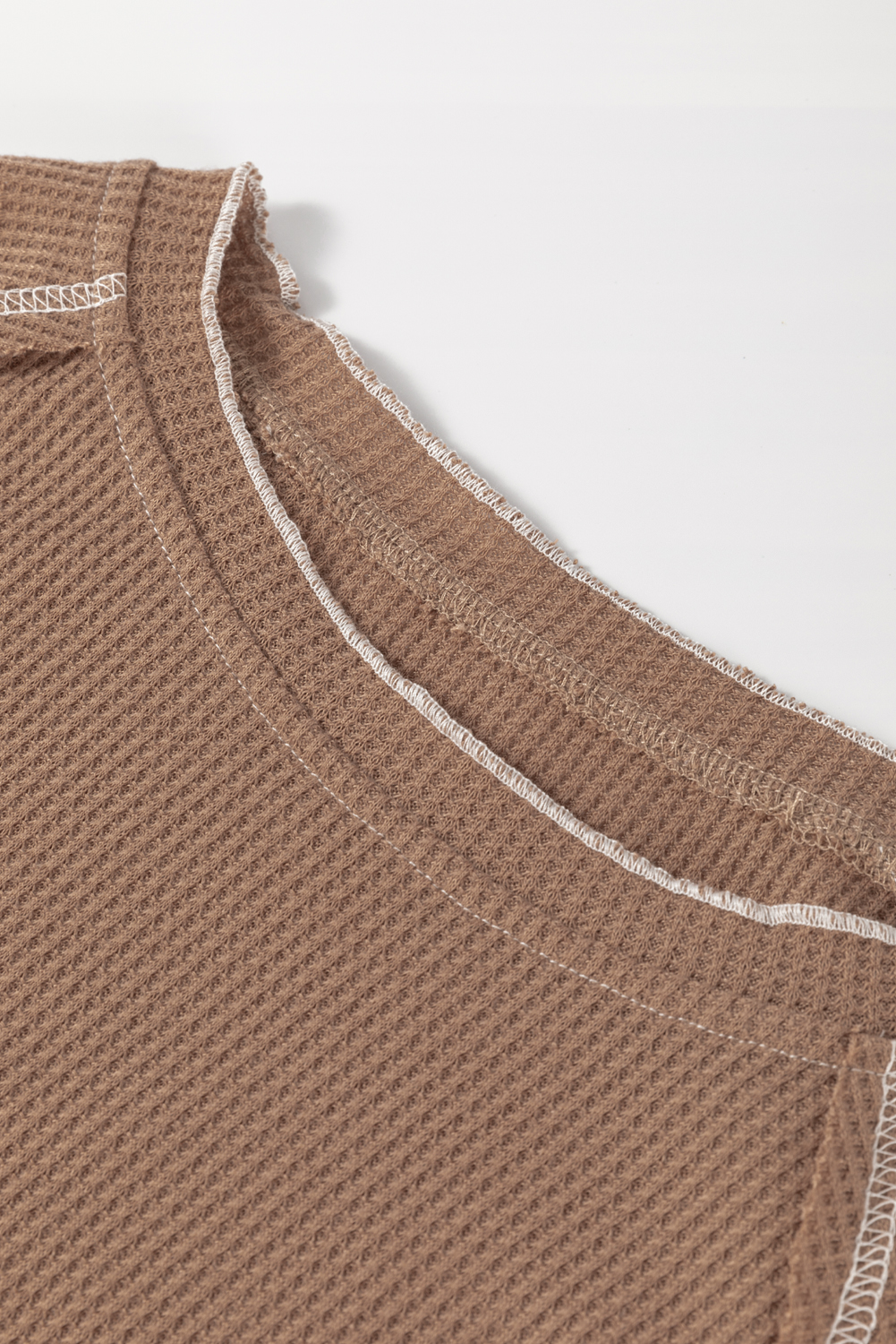 Smoke Gray Textured Round Neck Long Sleeve Top - loveforevers