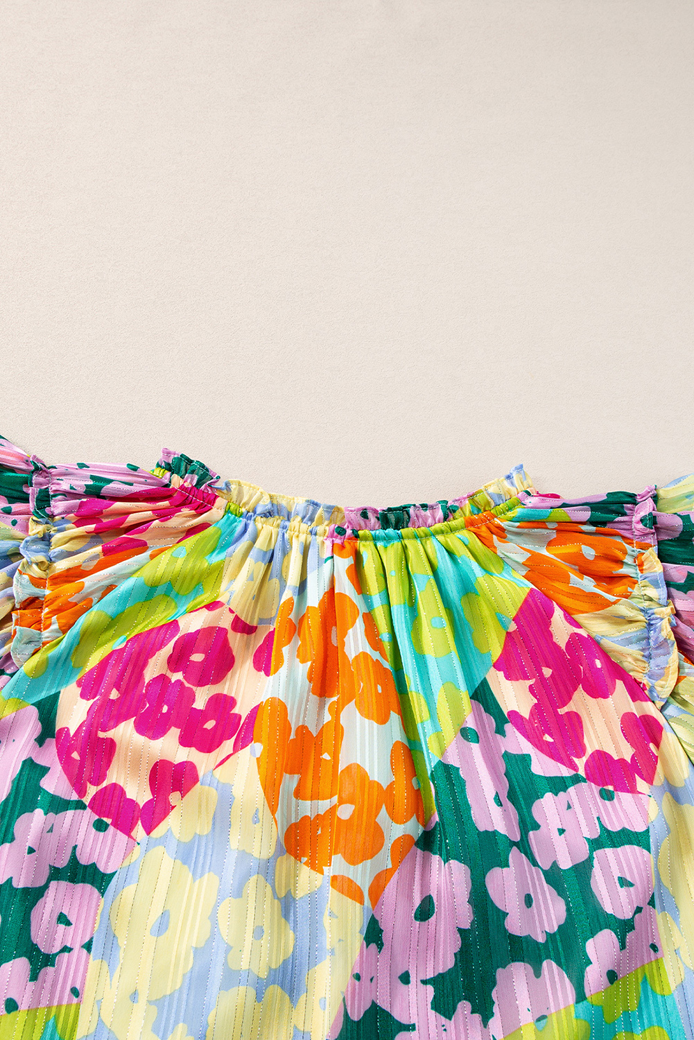 Multicolour Leopard Flutter Sleeve V Neck Crinkled Blouse - loveforevers