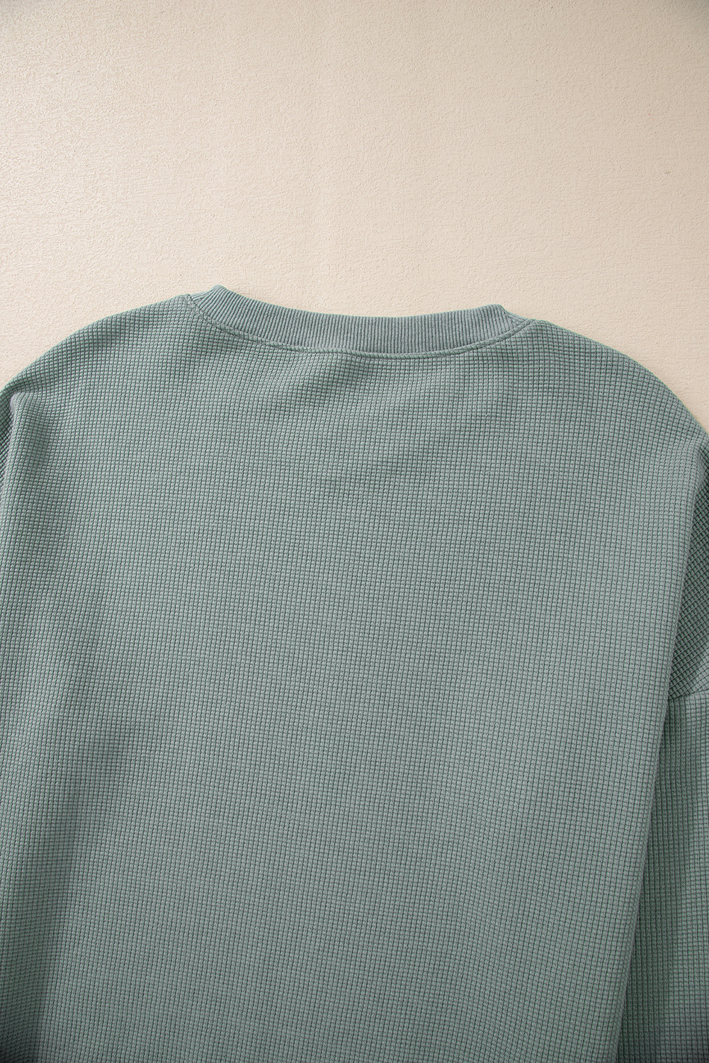 Clearly Aqua Waffle Knit Drop Shoulder V Neck Top - loveforevers