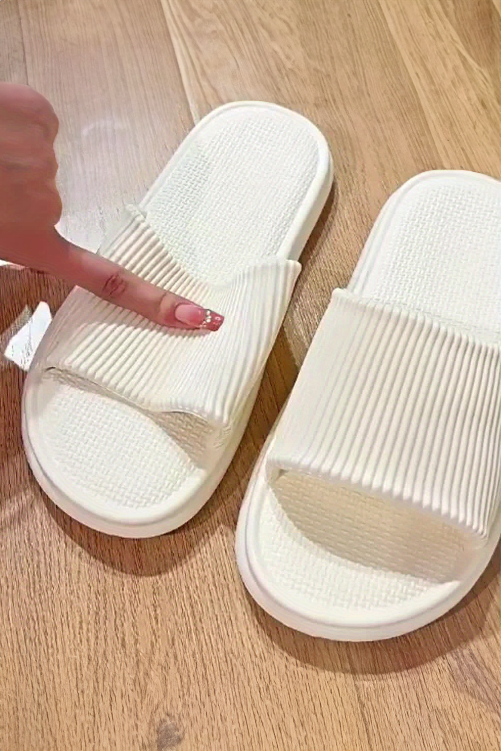 White Textured Thick Sole Soft EVA Home Slippers - loveforevers