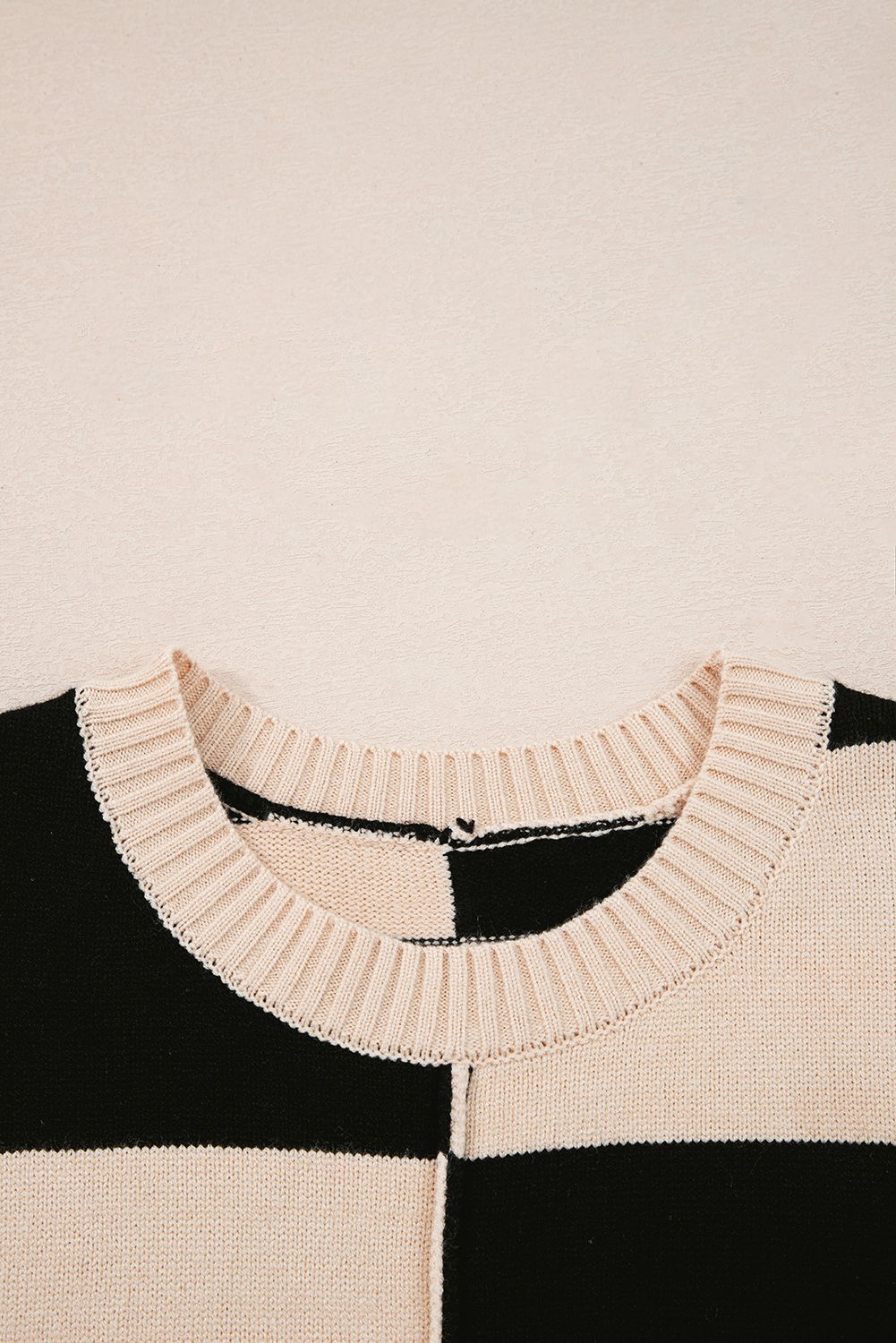 Black Stripe Two in One Knitted Top High Waist Splicing Hem Sweater Dress - loveforevers