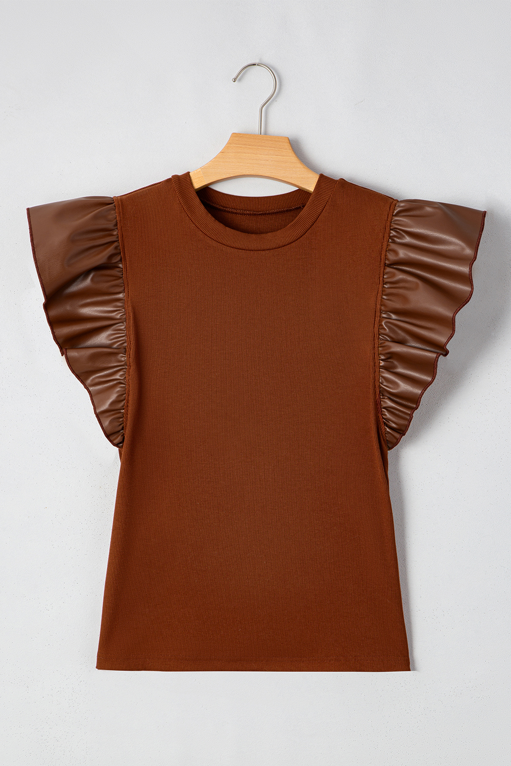 Black GAME DAY Checkered Letter Graphic Leatherette Ruffle Sleeve Top - loveforevers