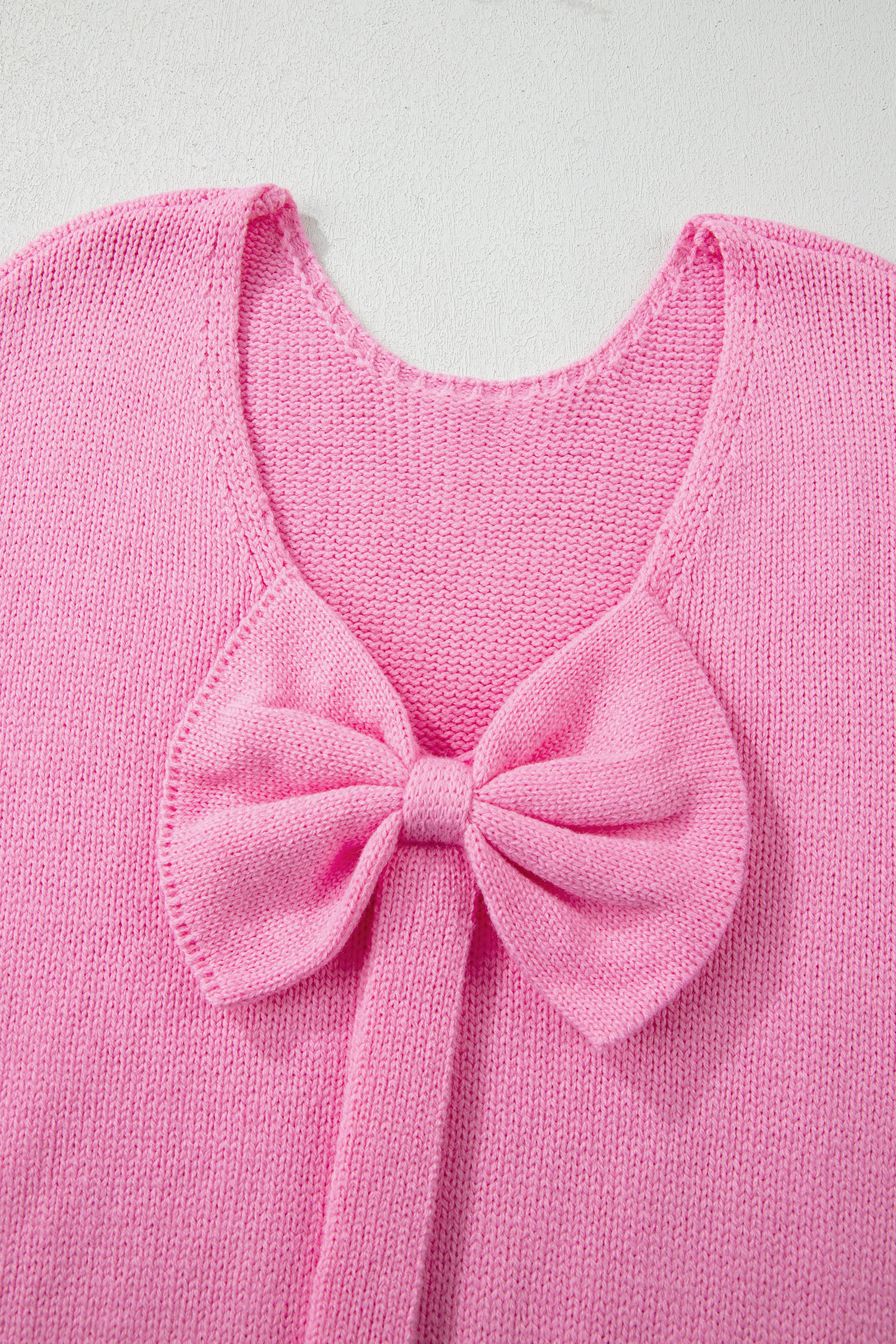 Bonbon Festive Bow Backless Bubble Sleeve Sweater - loveforevers