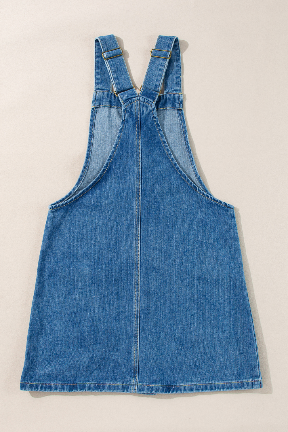 Dusk Blue Wide Strap Button Front Pocketed Denim Mini Dress - loveforevers