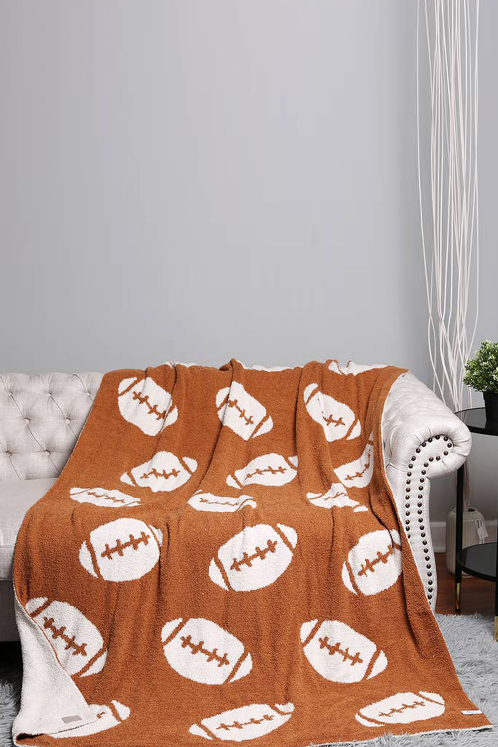 White Leopard & Rugby Football Print Flannel Blanket - loveforevers