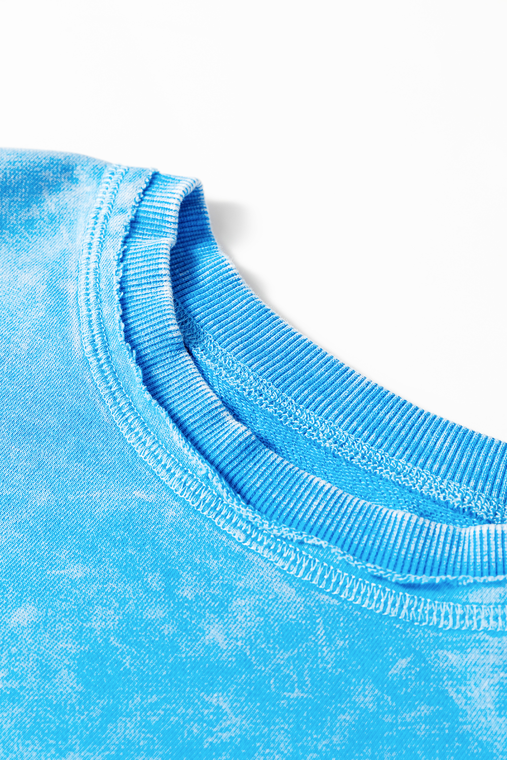 Blue Mineral Wash Raw Seam Double Patched Pocket Pullover Sweatshirt - loveforevers