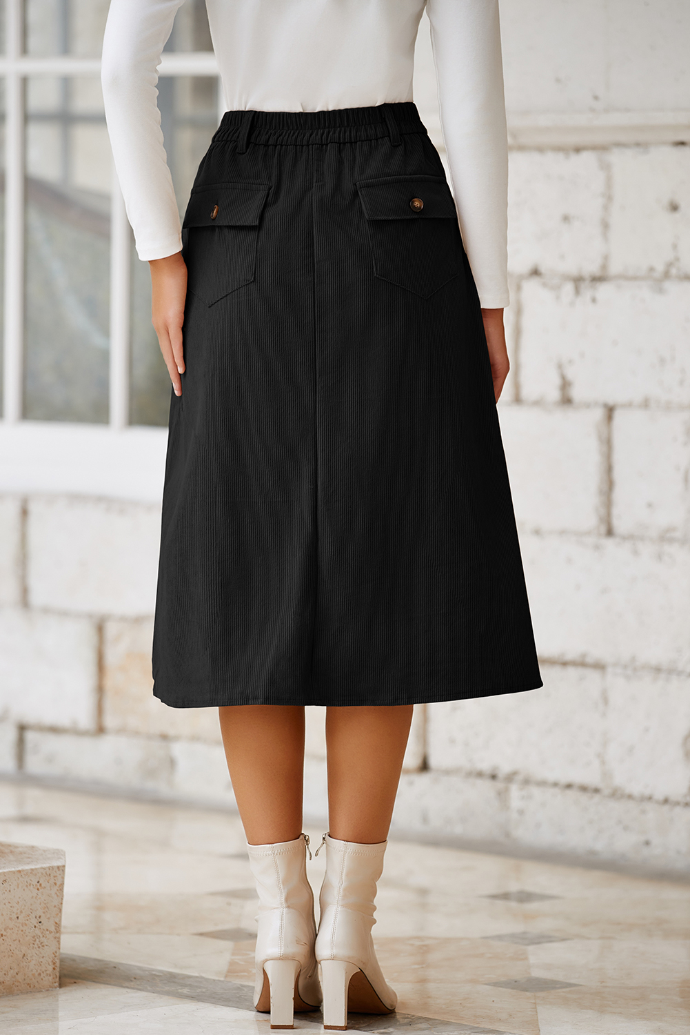 Coffee Front Slit Shift High Waist Midi Skirt - loveforevers