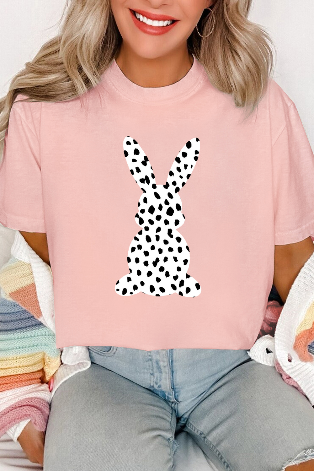 White Easter Egg Bow Bunny Ear Printed T Shirt - loveforevers