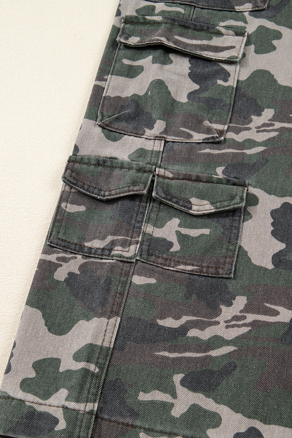 Green Camo Denim Cargo Wide Leg Pants - loveforevers