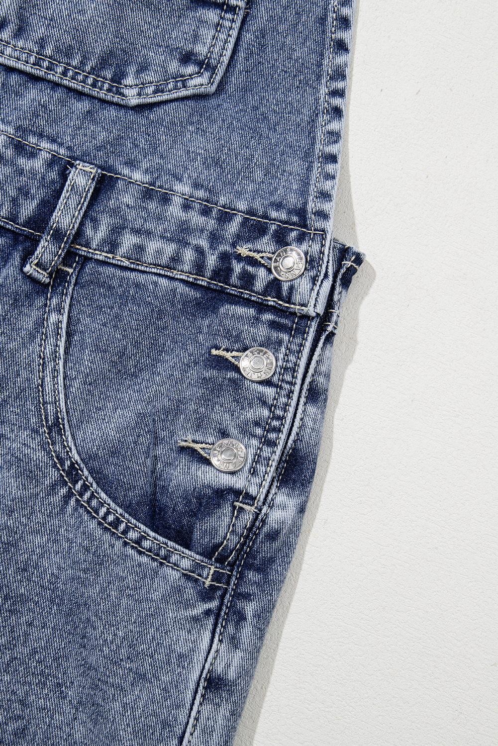 Sail Blue Denim Bib Straight Leg Jumpsuit with Pockets - loveforevers