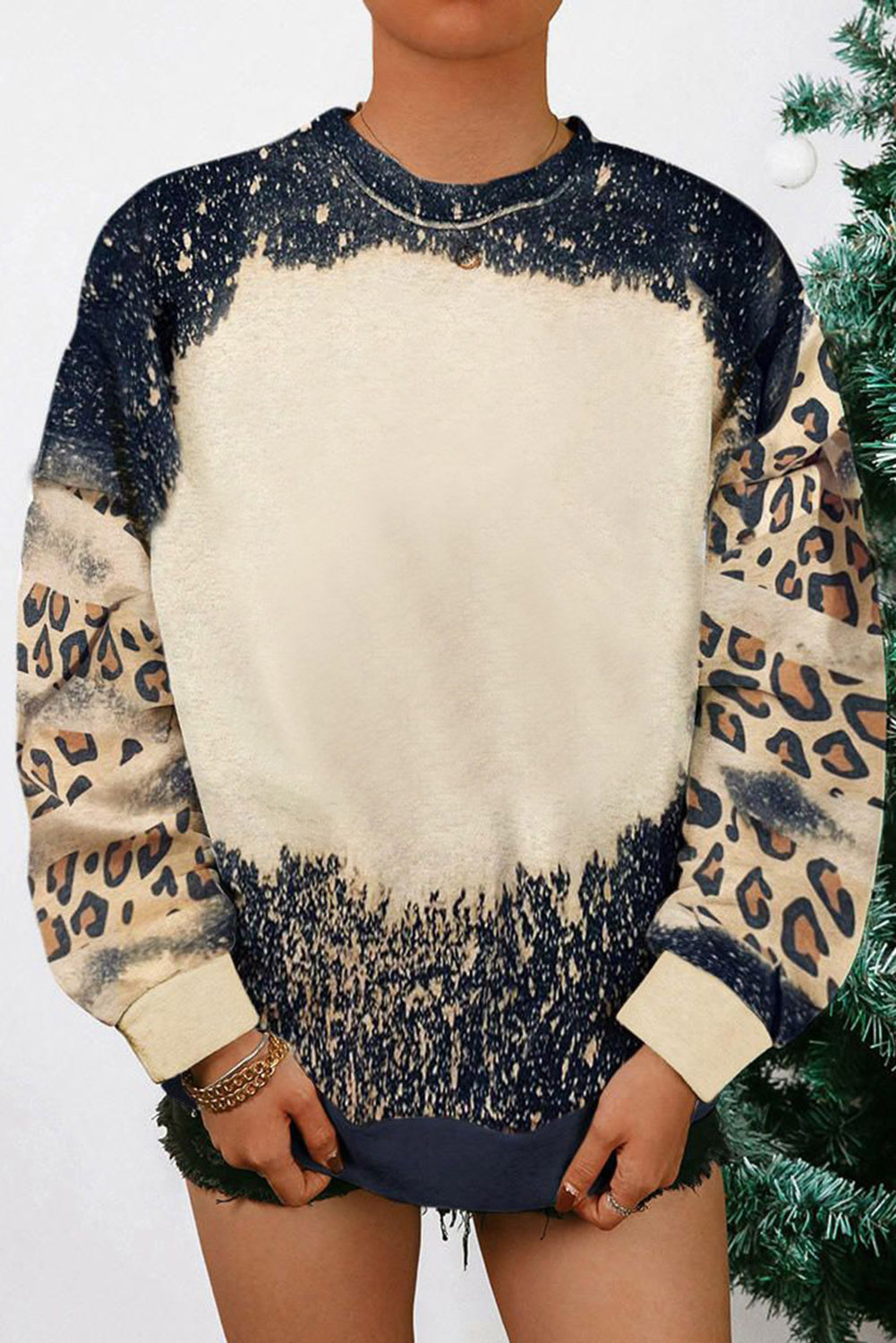 Fiery Red Tie Dye Leopard Drop Shoulder Sweatshirt - loveforevers