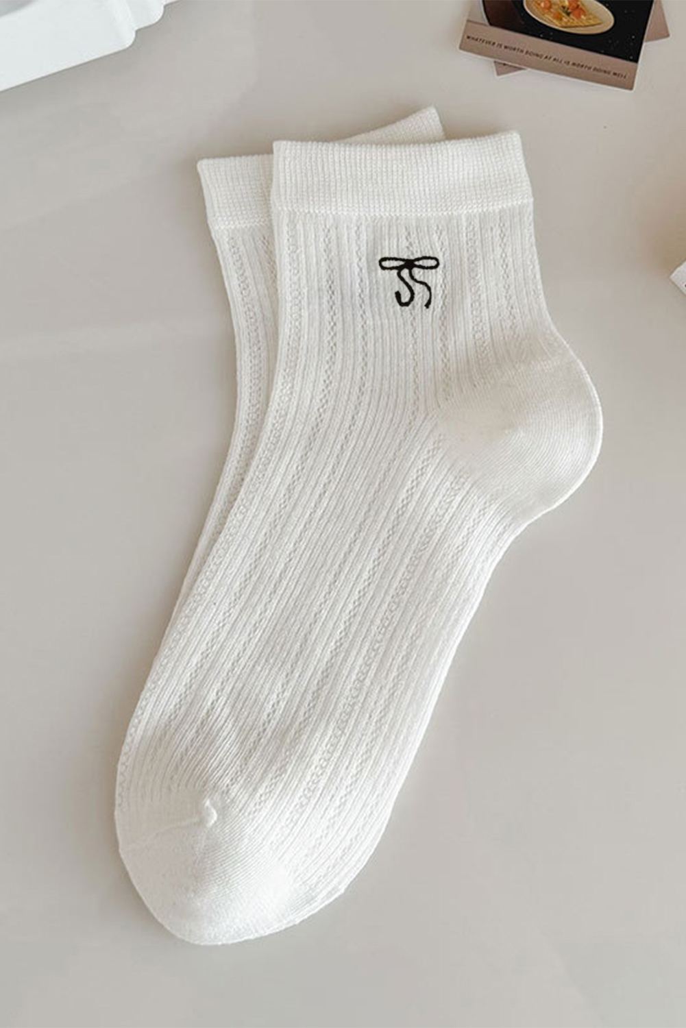 Dark Grey Bow Knot Ankle Socks - loveforevers