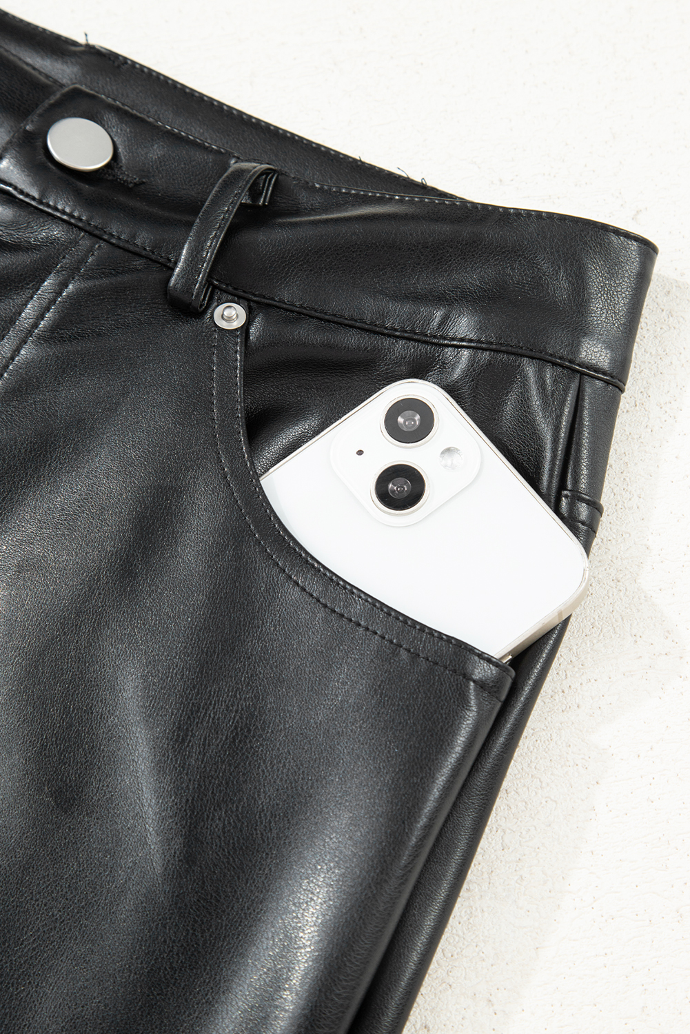 Black Faux Leather Side Slit Maxi Skirt - loveforevers