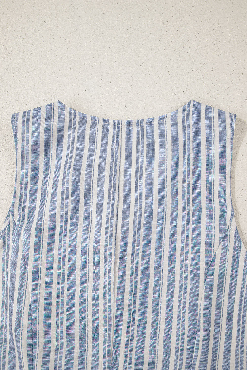 Sky Blue Stripe Buttoned Office Waistcoat Mini Skirt Set - loveforevers