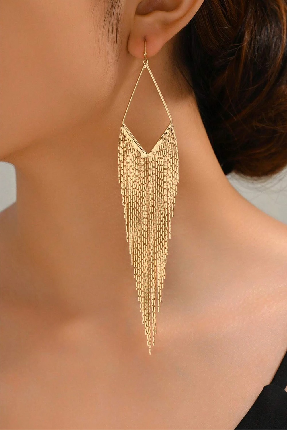 Gold Tassel Long Chain Dangle Earrings - loveforevers